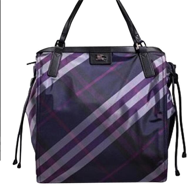 Burberry Bag Nylon Overnight Purple Black Tote