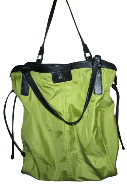 Burberry Packable Buckleigh Green Nylon WLeather Trim Tote