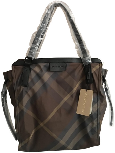 Burberry Packable Check Buckleightote Birch Grey Nylon Tote
