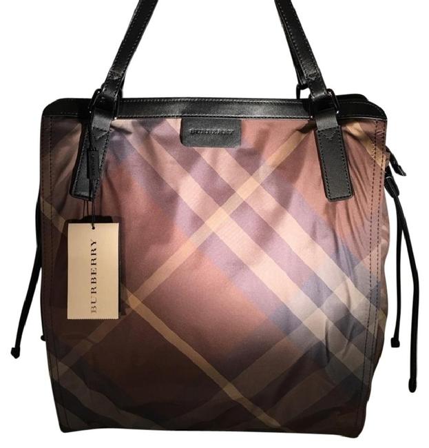 Burberry Packable Check Sm Buckleightote Birch Brown Nylon Tote