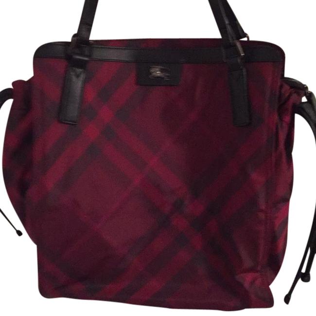 Burberry Packable MaroonBlack Nylon Tote