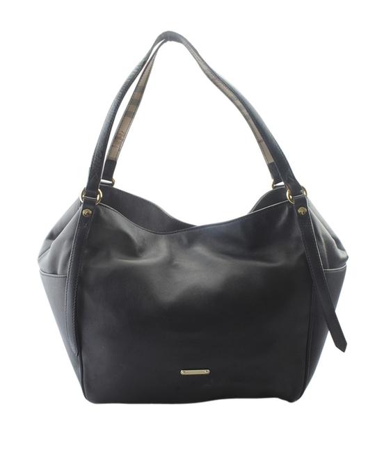 Burberry Panels Small Canterbury 151788 Black Leather Tote
