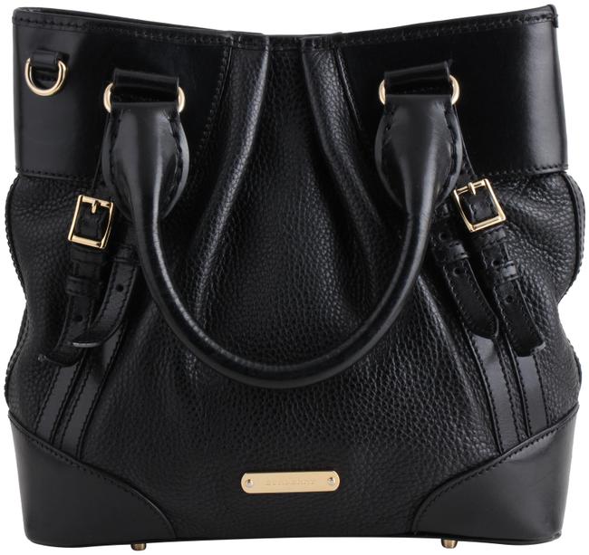 Burberry Bag Pebbled Bridle Whip Stitch Black Leather Tote