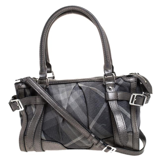 Burberry Pilgrim Shimmer Check Pilgrim Grey Canvas and Leather Tote
