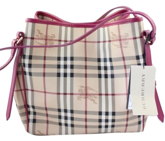 Burberry Bag Pink Haymarket Coated Canvas and Leather Tote