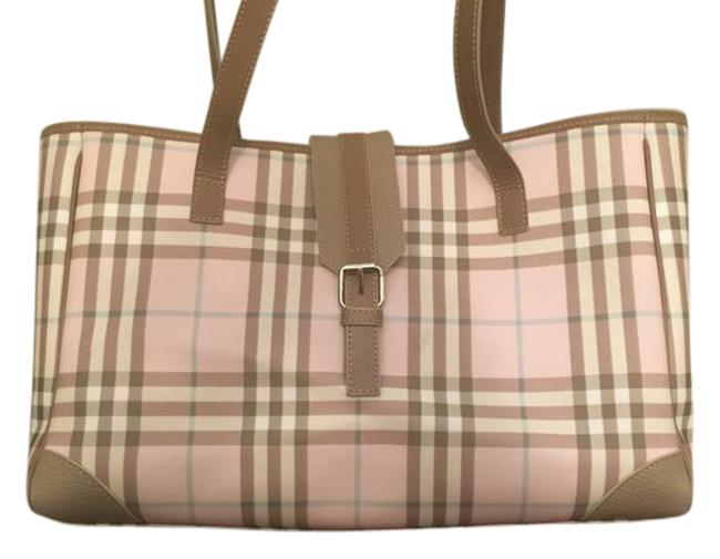 Burberry Pink House Check PvcLeather Tote