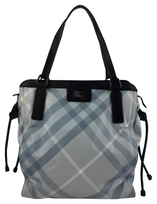 Burberry Plaid Baby Blue Nylon Tote