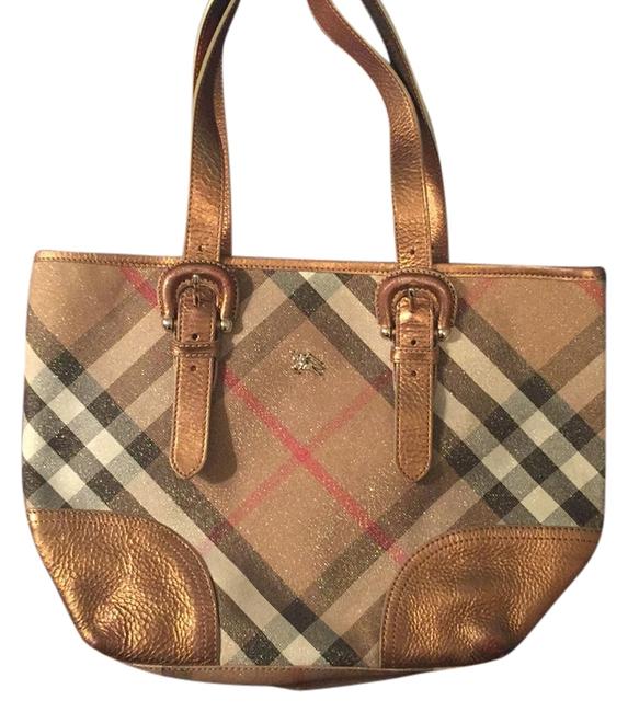 Burberry Plaid CanvasLeather Tote