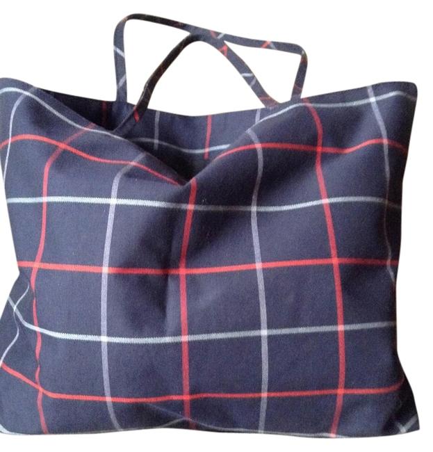 Burberry Plaid: Navy RedGrey Cotton Tote