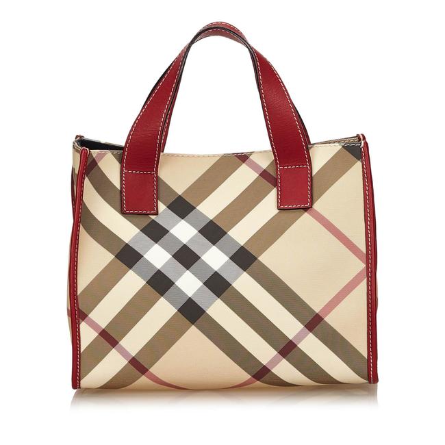 Burberry Bag Plaid Pvc Brown Plastic Tote