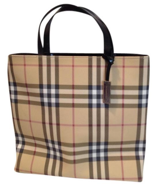 Burberry Plaid Waterproof Coated Canvas Tote