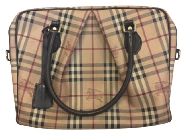 Burberry Pleated Haymarket Check PvcLeather Tote