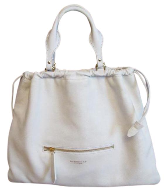 Burberry Prorsum Big Crush White Pebble Leather Tote