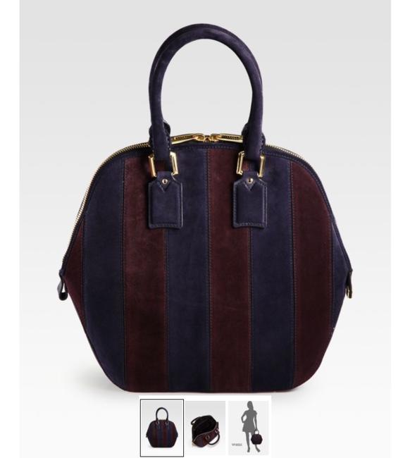 Burberry Prorsum Orchard Medium Striped Purple Suede Tote