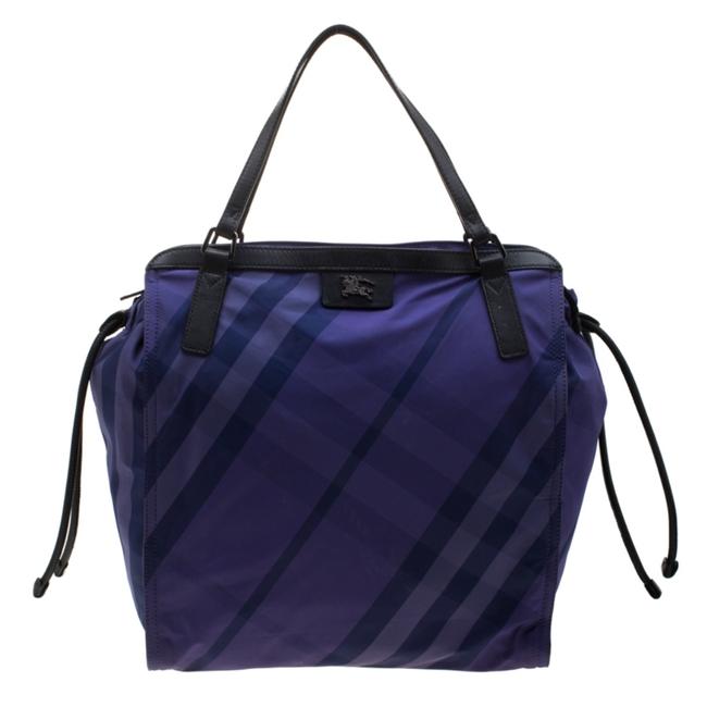 Burberry PurpleBlack Nova Check Packable Purple Nylon Tote