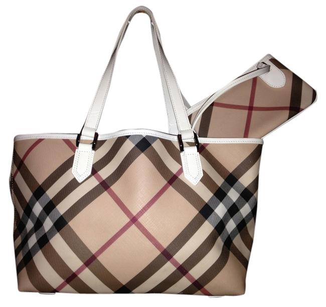 Burberry Purse Nova Plaid Check CanvasPatent Leather Tote