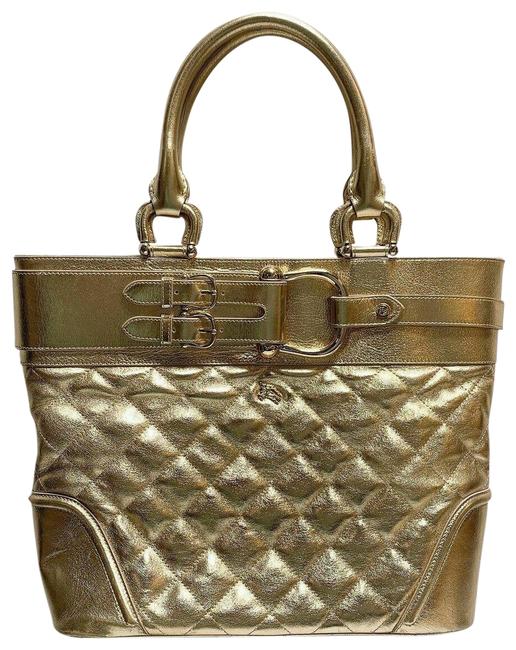 Burberry Quilted Gold Leather Tote