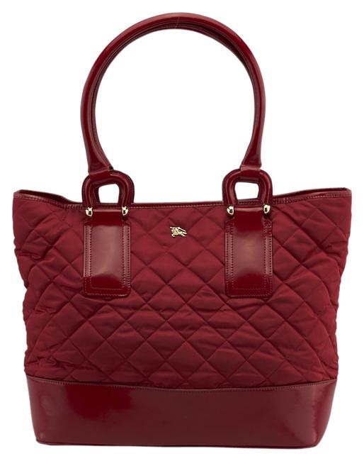 Burberry Quilted Large 81266 Red Patent Leather Tote