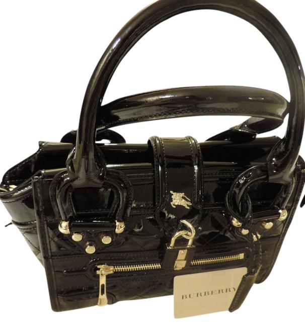Burberry Quilted Mini Manor Patent Leather Tote