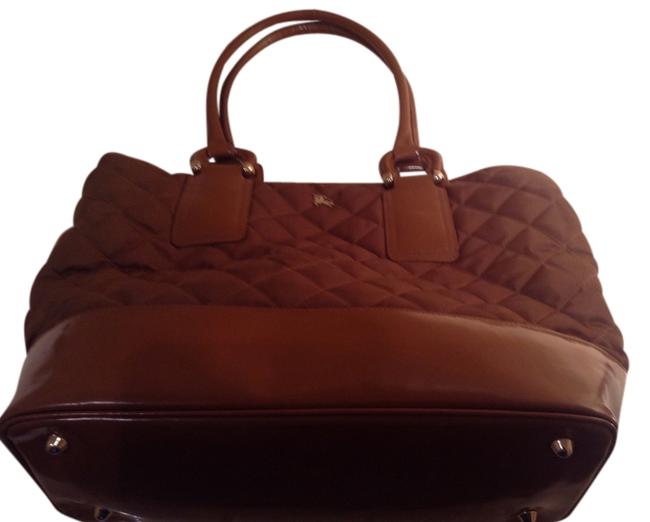 Burberry Bag Quilted Saddle Brown NylonFeaux Leather Tote