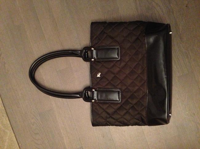 Burberry W Quilted Patent Leather Trim Brown Tote