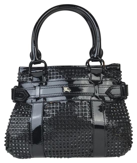 Burberry Rachel Studded Black Patent Leather Tote