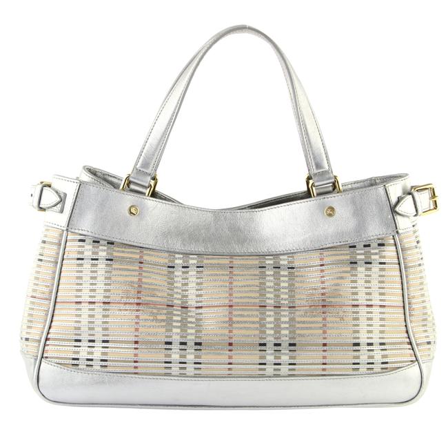 Burberry Ravendon Silver Leather Tote