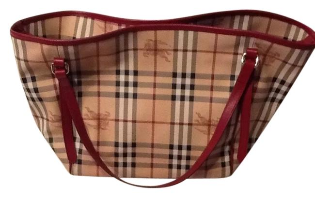 Burberry Red Coated Canvas Tote