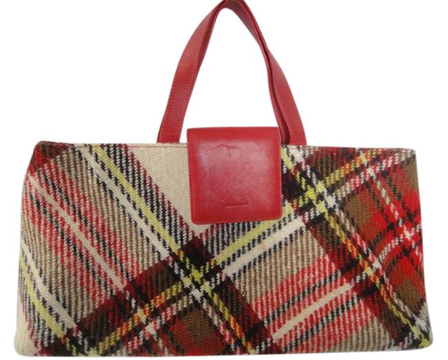 Burberry Red WoolLeather Tote
