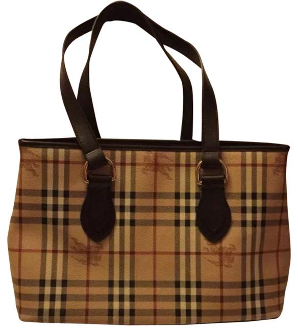 Burberry Bag Regent Check Multicolor Pvc with Black Leather Trim Tote