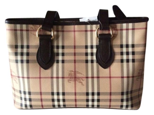 Burberry Regent Haymarket Brown PvcLeather Tote