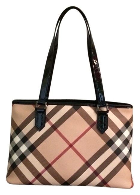 Burberry Regent Nova Check Coated CanvasLeather Trim Tote