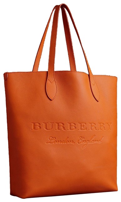 Burberry Remington Embossed Dark Clementine Leather Tote