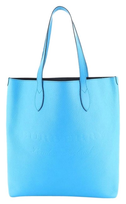 Burberry Remington Embossed Tall Blue Lambskin Leather Tote