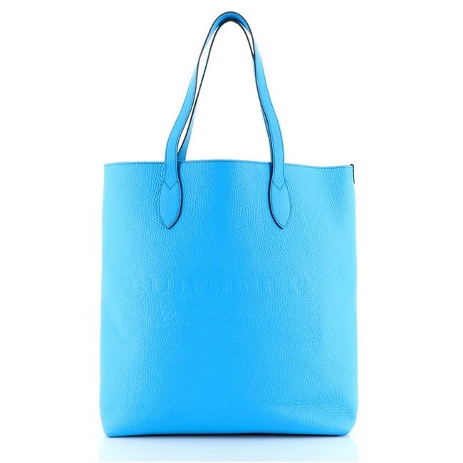 Burberry Remington Embossed Tall Blue Leather Tote