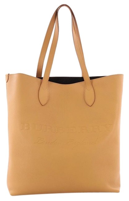 Burberry Remington Embossed Tall Mustard Leather Tote