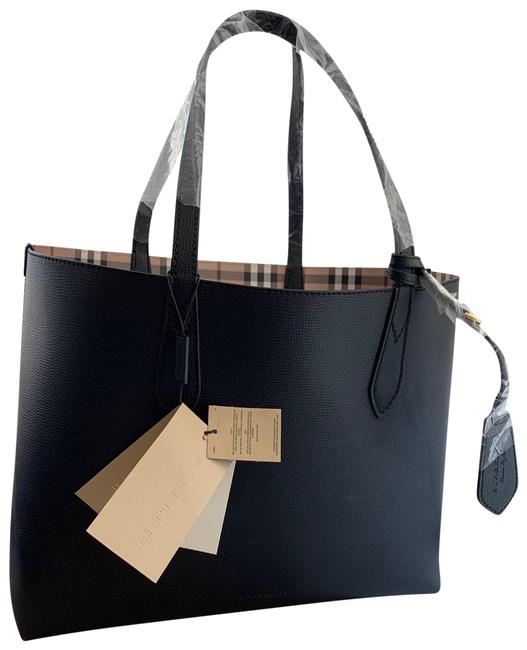 Burberry Reversible Haymarket Black Leather Tote