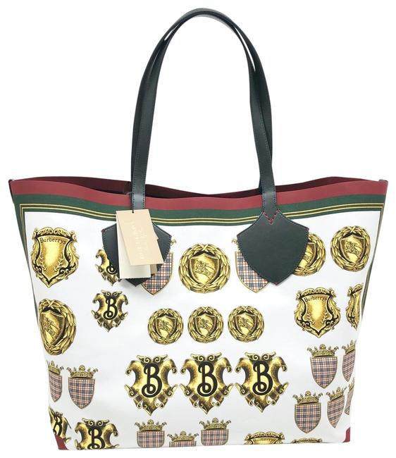 Burberry Reversible Large Giant Printed Silk Leather Leather Cotton Tote