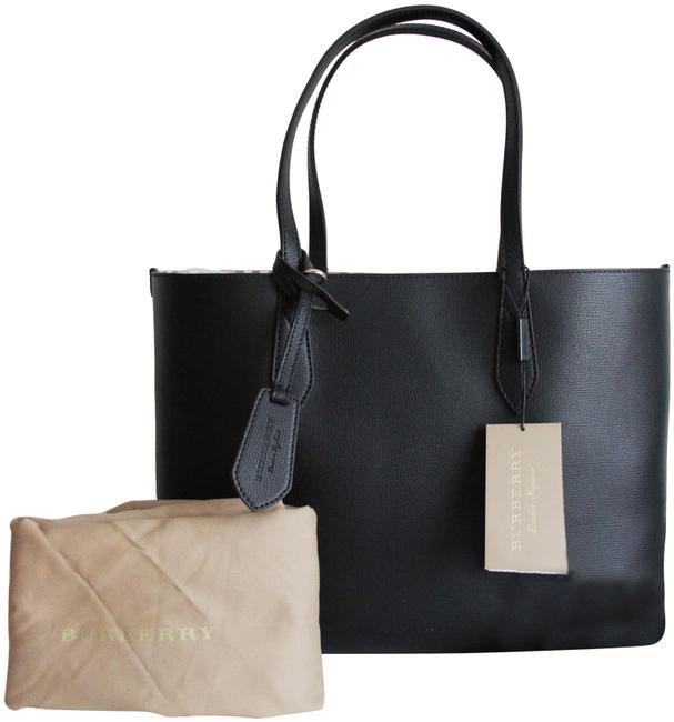 Burberry Reversible Lavenby Medium Black Leather Tote