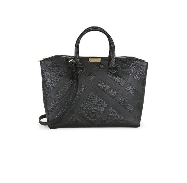 Burberry Sg Grain Check Medium Dewsbury Black Leather Tote