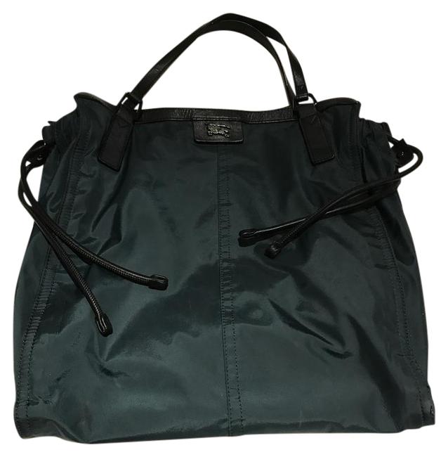 Burberry Shopper Dark Green Nylon Tote