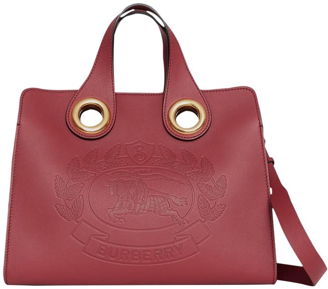 Burberry Shoulder Bag New Crimson Crest Grommet Red Leather Tote