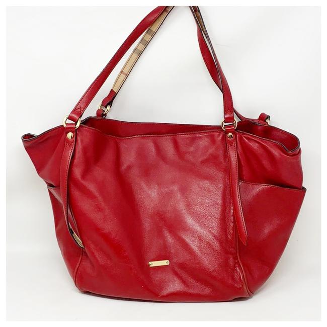 Burberry Shoulder Bag Red Leather Tote