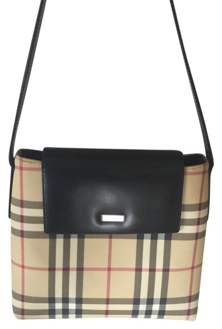 Burberry Shoulder Bag Red Black Beige Leather and Printed Classic Check Tote