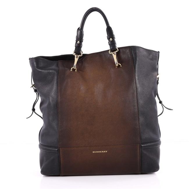 Burberry Side Buckle Large Black Leather Tote
