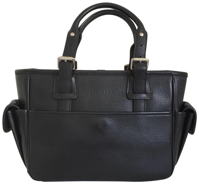 Burberry Side Pocket Black Cowhide Leather Tote
