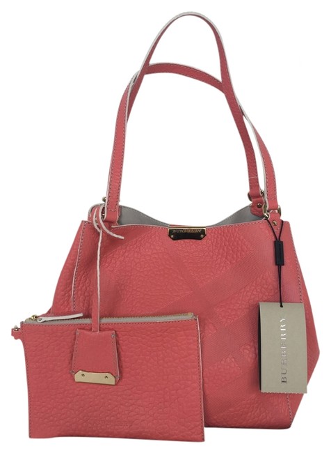 Burberry Signature Grain Check Small Canterbury Rose Pink Leather Tote