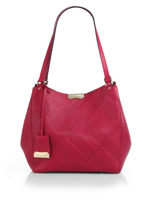 Burberry Signature Grain Check Small Canterbury Vibrant Fuscia Leather Tote