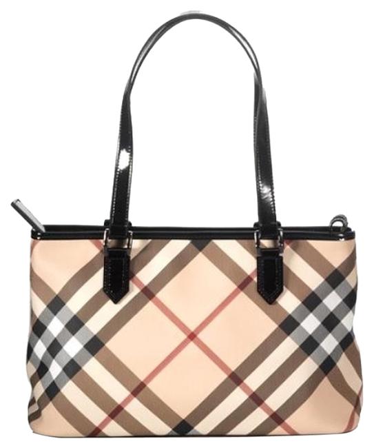 Burberry Signature Print Black Coated Canvas Tote