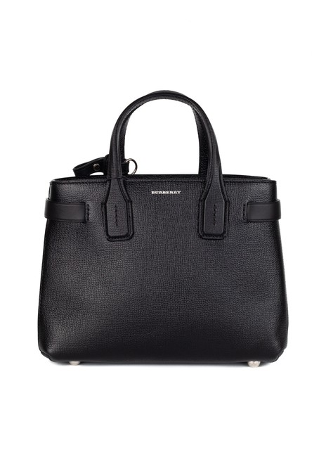 Burberry Small Banner Black Calfskin Leather Tote